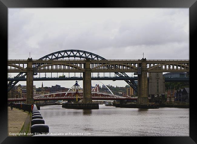 Newcastle Bridges Framed Print by John Ellis