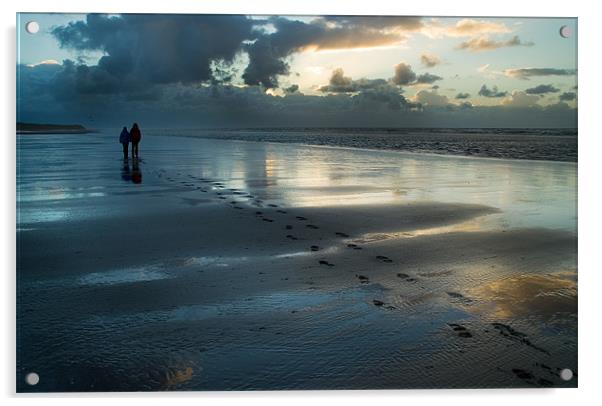 Foot prints in the sand Acrylic by Wayne Molyneux