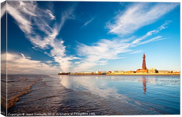 Blackpool Tower Reflections Canvas Print by Jason Connolly