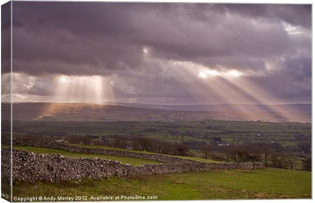 Sun over Yorkshire Dales Canvas Print by Andy Morley