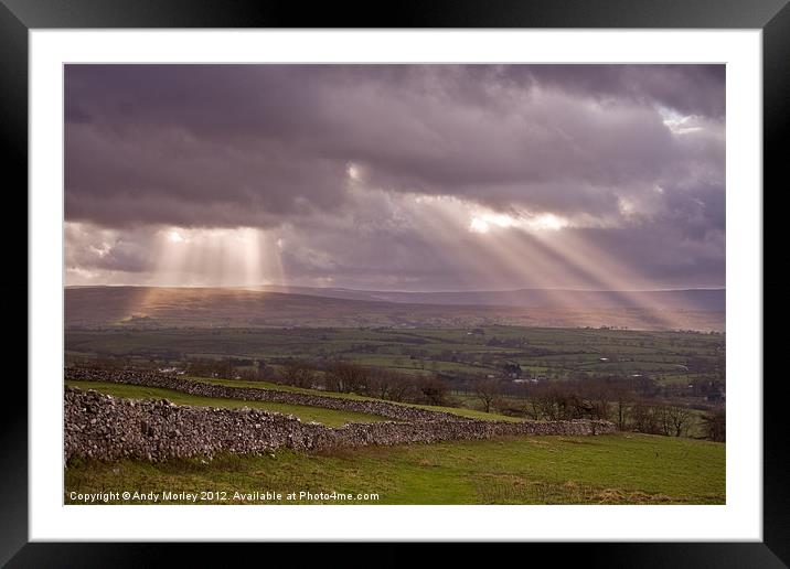 Sun over Yorkshire Dales Framed Mounted Print by Andy Morley