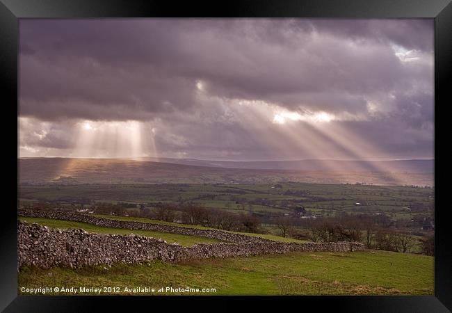 Sun over Yorkshire Dales Framed Print by Andy Morley