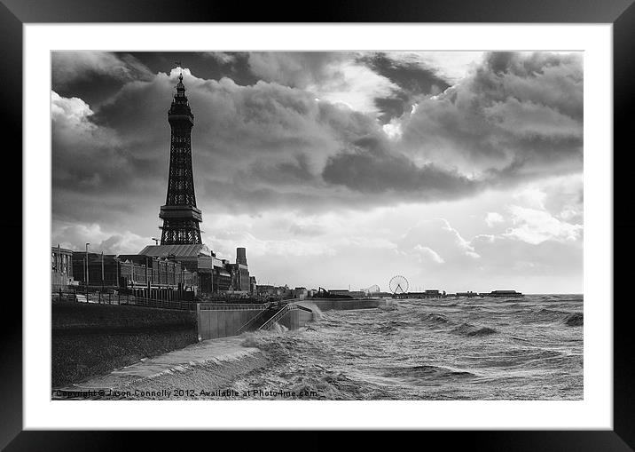 Blackpool In Black And White Framed Mounted Print by Jason Connolly