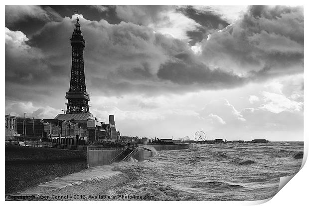 Blackpool In Black And White Print by Jason Connolly