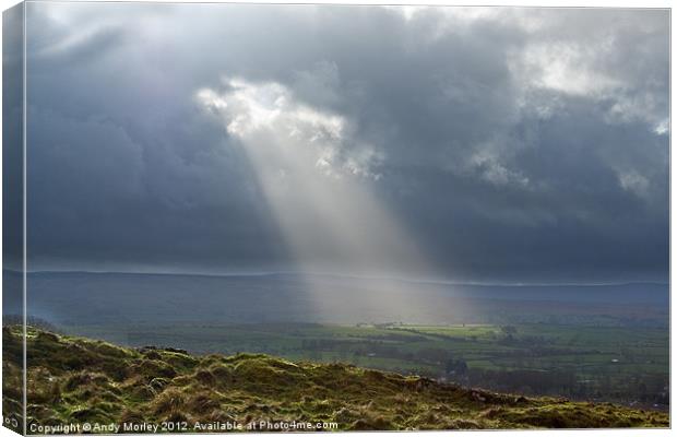 Sun Through Clouds, Yorkshire Dales Canvas Print by Andy Morley