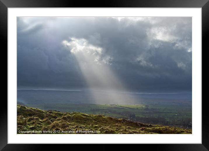 Sun Through Clouds, Yorkshire Dales Framed Mounted Print by Andy Morley