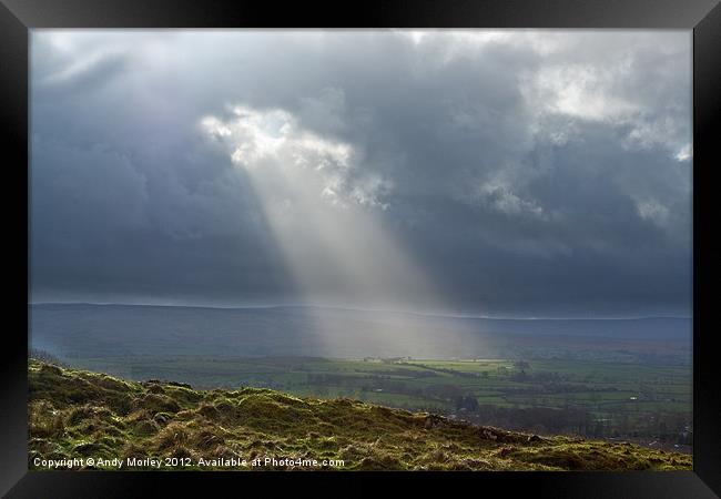 Sun Through Clouds, Yorkshire Dales Framed Print by Andy Morley