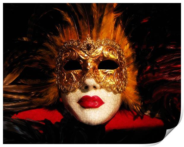 Venetian mask Print by Linda More