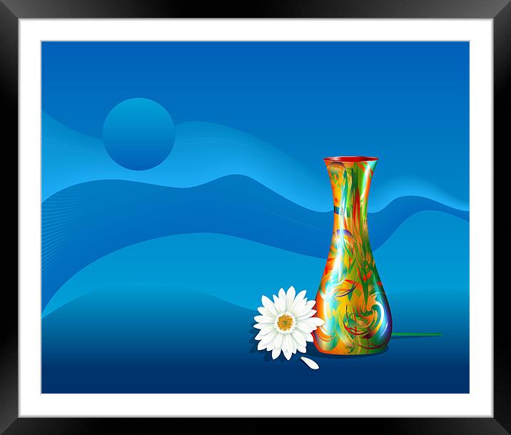 Gerbera Flower and Vase Framed Mounted Print by Lidiya Drabchuk