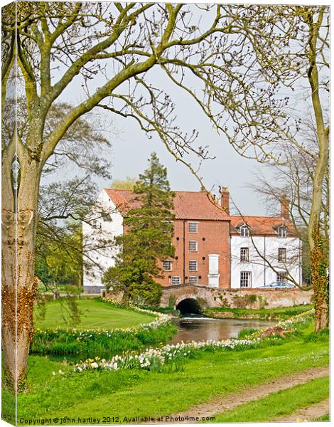 Water Mill over the River Wensum Norfolk Canvas Print by john hartley
