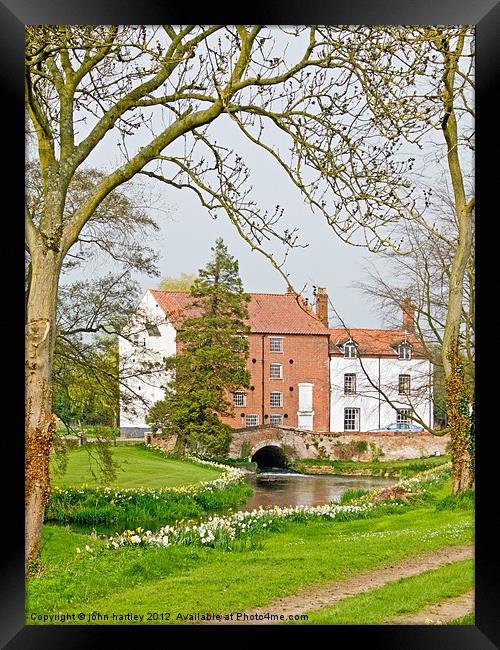Water Mill over the River Wensum Norfolk Framed Print by john hartley