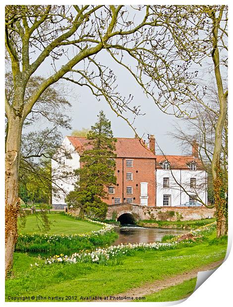Water Mill over the River Wensum Norfolk Print by john hartley