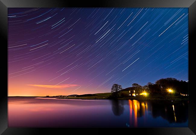 Harperrig Reservoir Startrails Framed Print by Andrew Jack