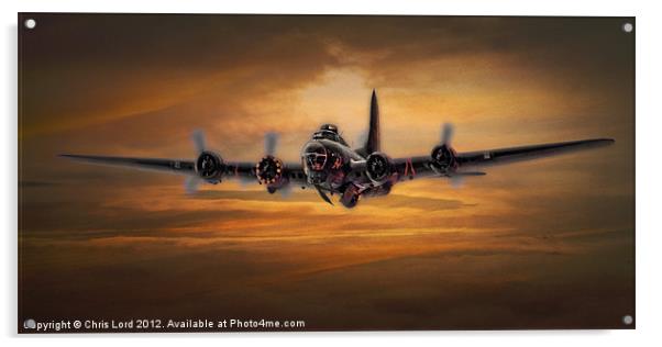 B17 Battle Scarred but Heading Home Acrylic by Chris Lord