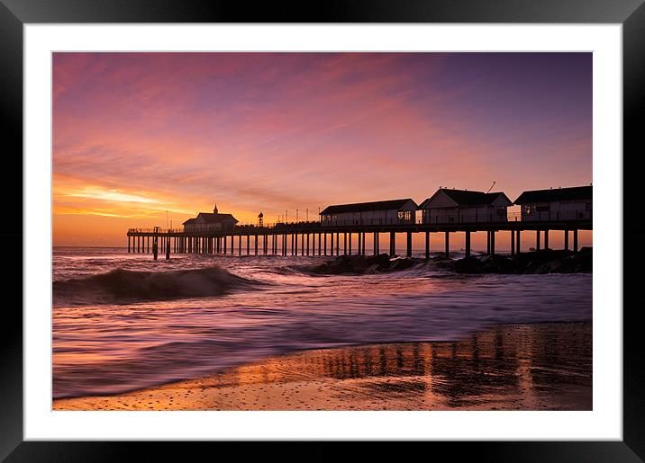 Reflection on a beach Framed Mounted Print by Stephen Mole