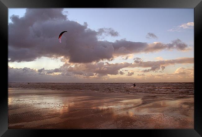 Kite Surfing at Ainsdale Framed Print by Wayne Molyneux