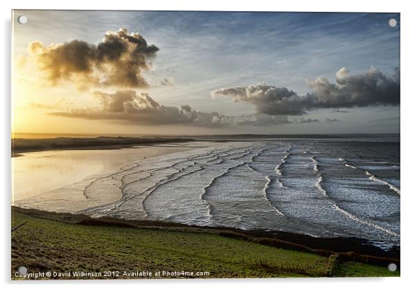 Saunton Sands Sunrise Acrylic by Dave Wilkinson North Devon Ph