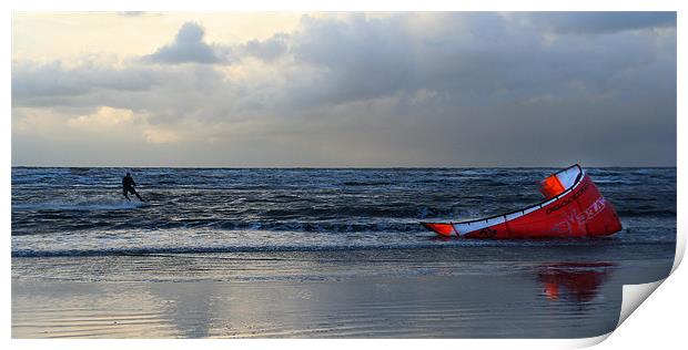Ainsdale Kite Surfer Print by Wayne Molyneux