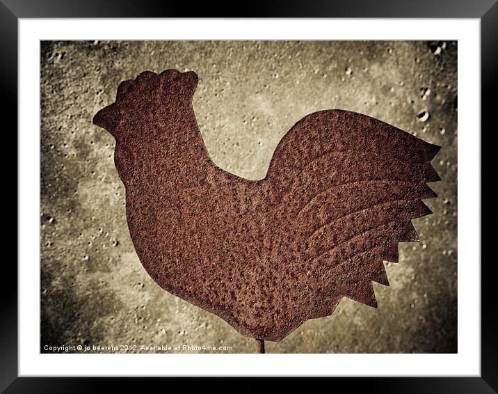 chicken on a stick Framed Mounted Print by Jo Beerens