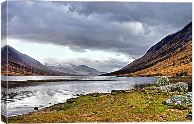 Rain Sweeping Up Loch Etive Canvas Print by Jacqi Elmslie