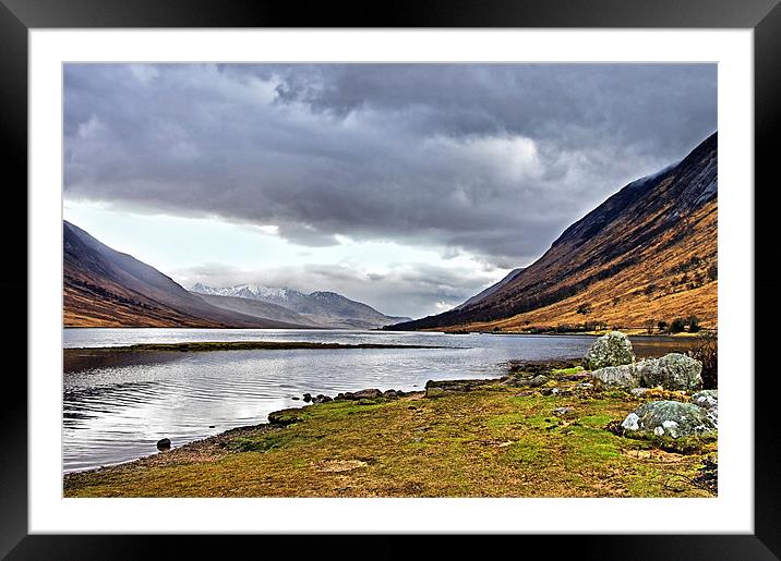 Rain Sweeping Up Loch Etive Framed Mounted Print by Jacqi Elmslie