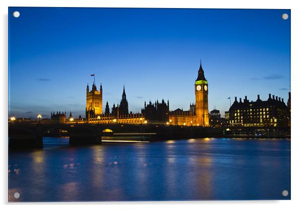 Houses of Parliament Night Acrylic by David French