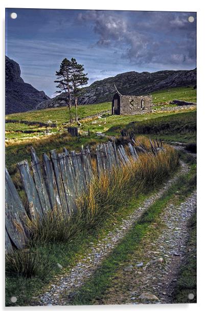 Cwmorthin chapel Colour Acrylic by Helen McAteer