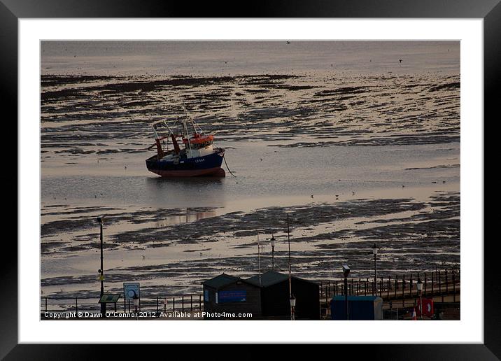 Lone Boat on Shore at Southend Framed Mounted Print by Dawn O'Connor