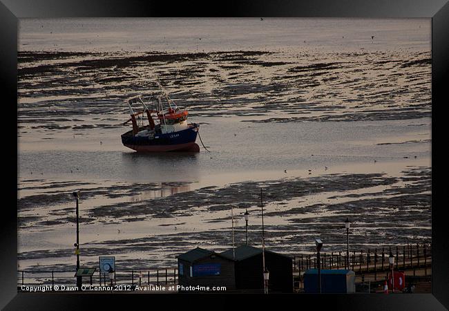 Lone Boat on Shore at Southend Framed Print by Dawn O'Connor