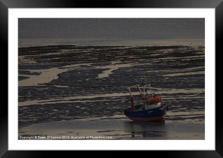 Lone Boat on Shore at Southend Framed Mounted Print by Dawn O'Connor