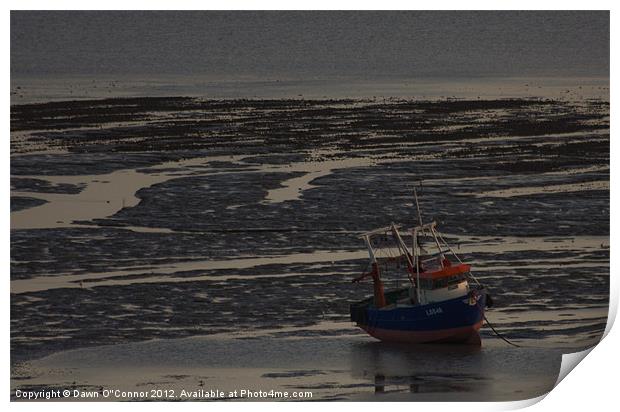 Lone Boat on Shore at Southend Print by Dawn O'Connor