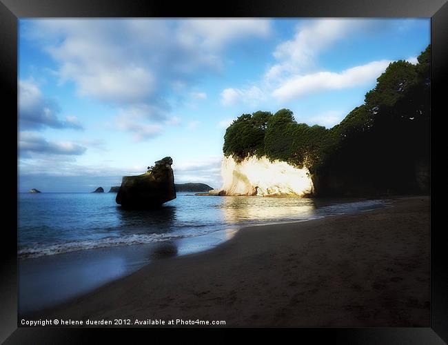 Catherdral Cove Framed Print by helene duerden