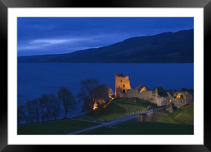 Urquhart Castle at blue hour Framed Mounted Print by Thomas Schaeffer