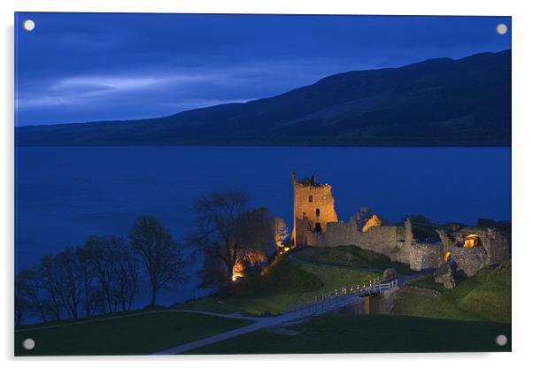 Urquhart Castle at blue hour Acrylic by Thomas Schaeffer