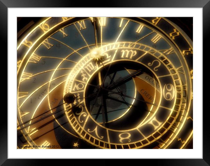Prague Astronomical Clock Framed Mounted Print by Ann Garrett