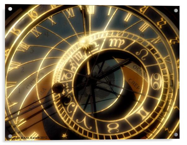 Prague Astronomical Clock Acrylic by Ann Garrett