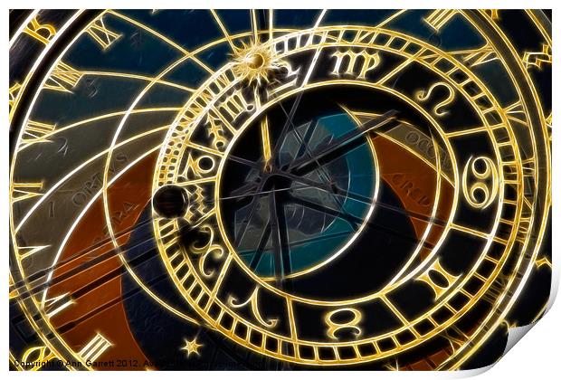 Prague Astronomical Clock - 2 Print by Ann Garrett