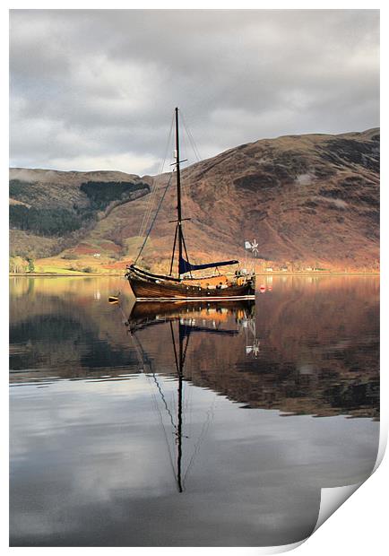 Sailing Boat On Loch Leven Print by Sandi-Cockayne ADPS