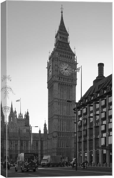 Houses of Parliament Night bw Canvas Print by David French