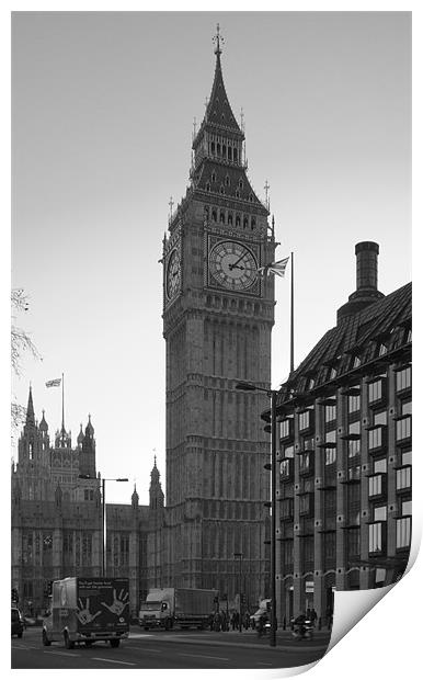 Houses of Parliament Night bw Print by David French