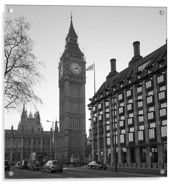 Houses of Parliament Night bw Acrylic by David French