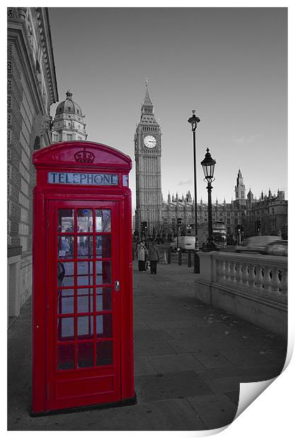 London Red Telephone box Print by David French