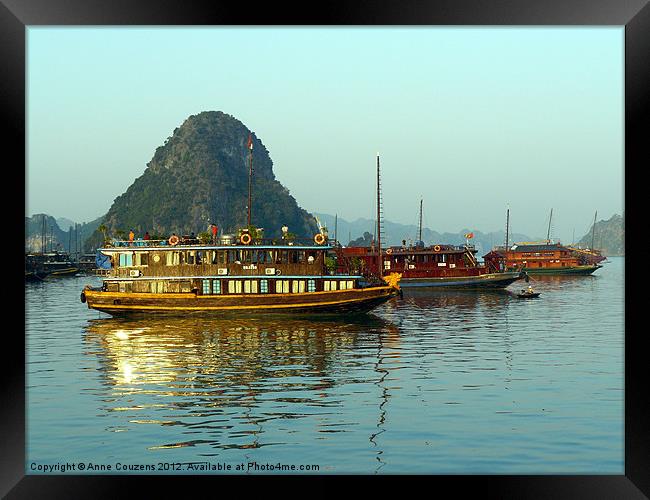 Sunrise in Halong Bay, Vietnam Framed Print by Anne Couzens