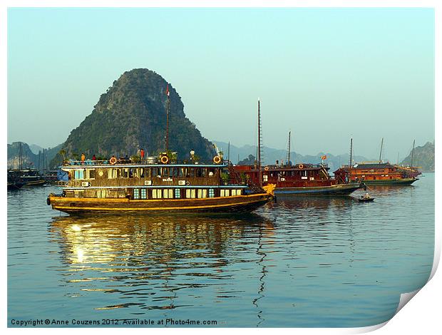 Sunrise in Halong Bay, Vietnam Print by Anne Couzens