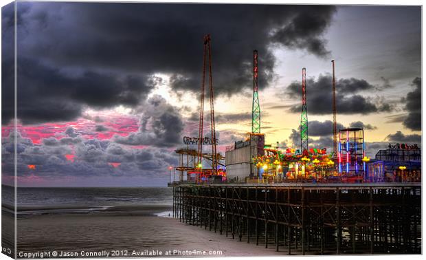 South Pier Sunset, Blackpool Canvas Print by Jason Connolly