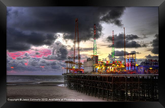 South Pier Sunset, Blackpool Framed Print by Jason Connolly