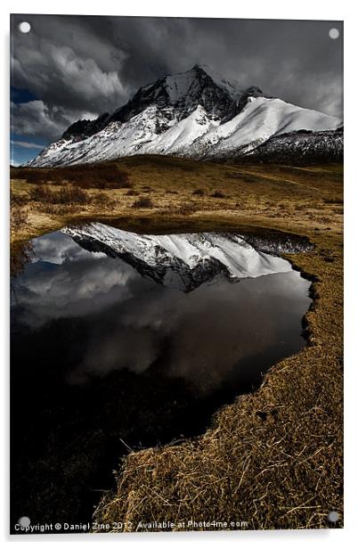 Torres del Paine lake Acrylic by Daniel Zrno