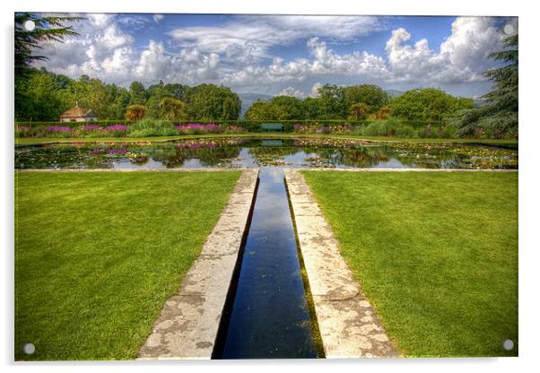 Bodnant Garden Pond Acrylic by Helen McAteer