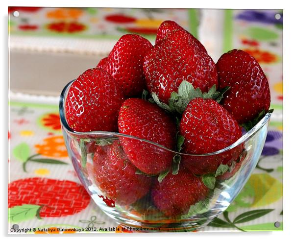 Fresh strawberries in bowl Acrylic by Nataliya Dubrovskaya