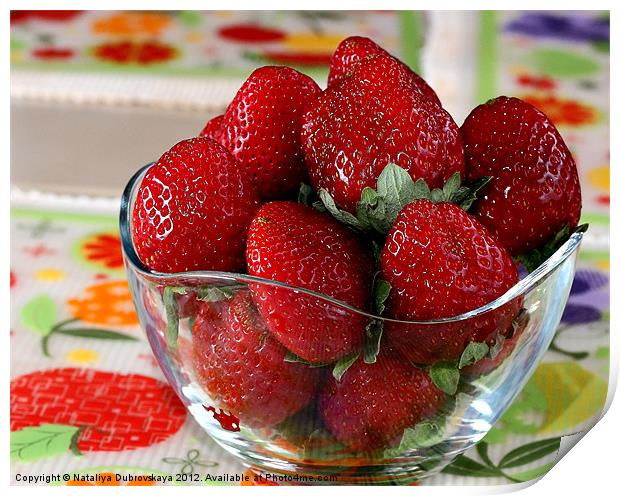 Fresh strawberries in bowl Print by Nataliya Dubrovskaya